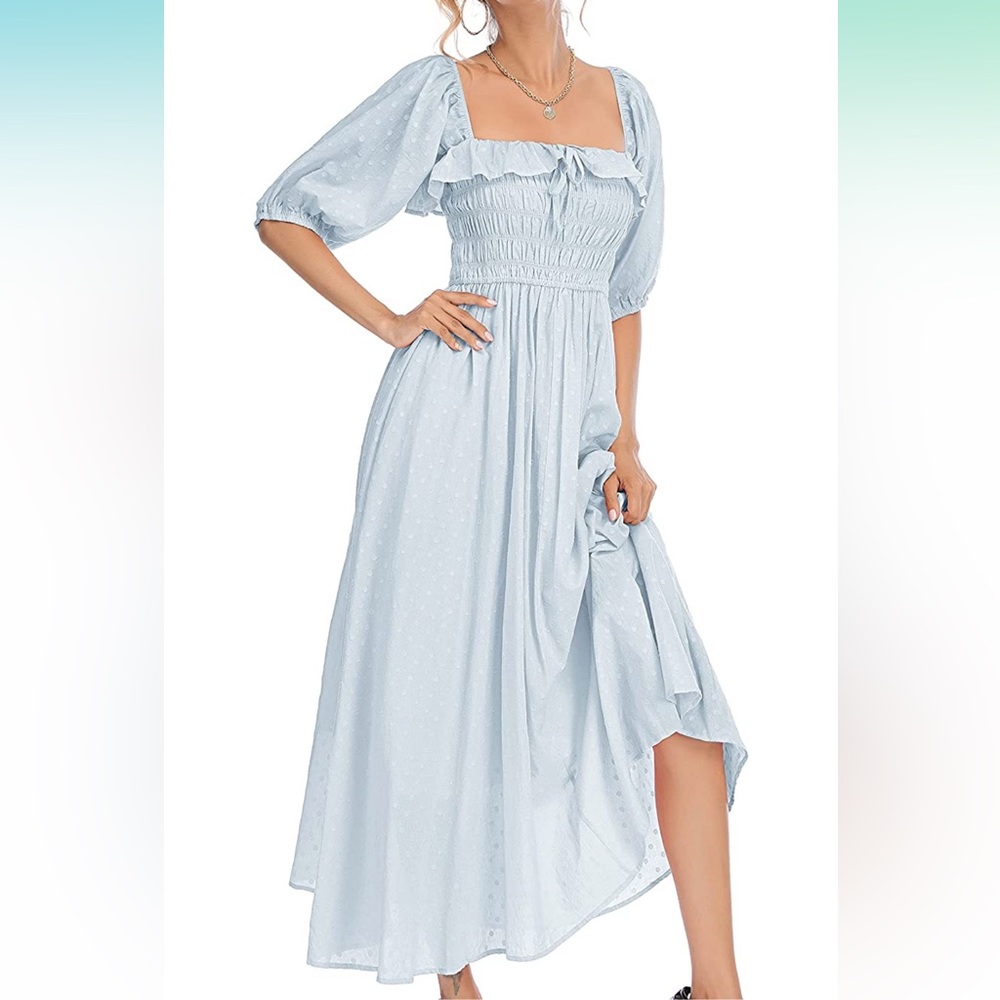 Light Blue Vintage Style Maxi Dress